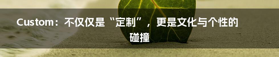 Custom：不仅仅是“定制”，更是文化与个性的碰撞