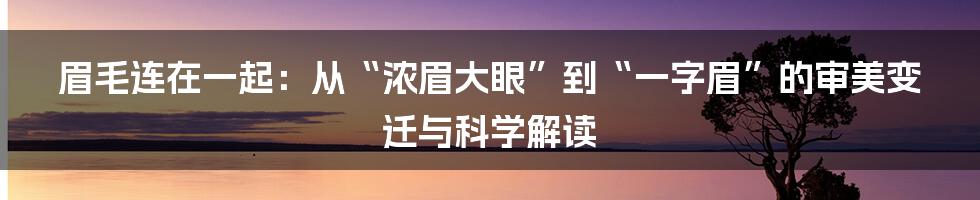 眉毛连在一起:从“浓眉大眼”到“一字眉”的审美变迁与科学解读