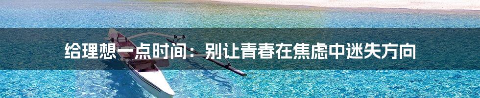 给理想一点时间:别让青春在焦虑中迷失方向