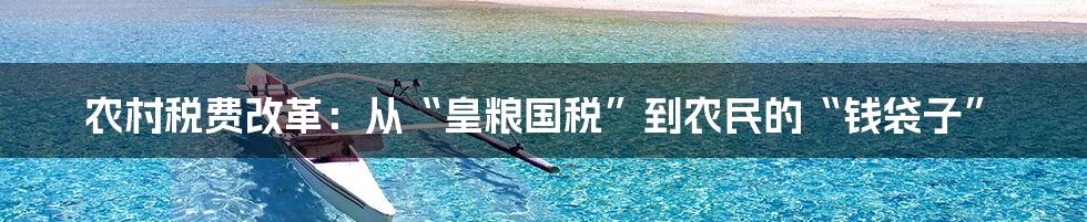 农村税费改革:从“皇粮国税”到农民的“钱袋子”