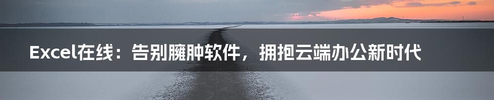 Excel在线：告别臃肿软件，拥抱云端办公新时代