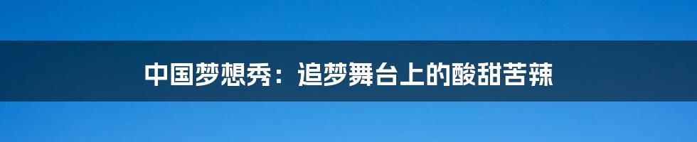 中国梦想秀:追梦舞台上的酸甜苦辣