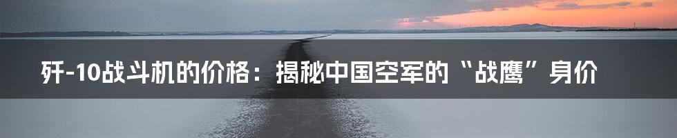 歼-10战斗机的价格:揭秘中国空军的“战鹰”身价