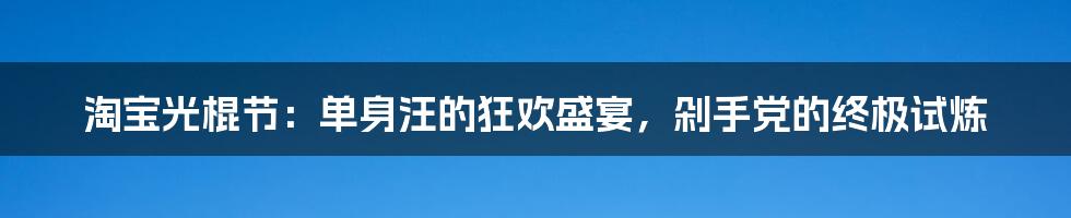 淘宝光棍节:单身汪的狂欢盛宴,剁手党的终极试炼