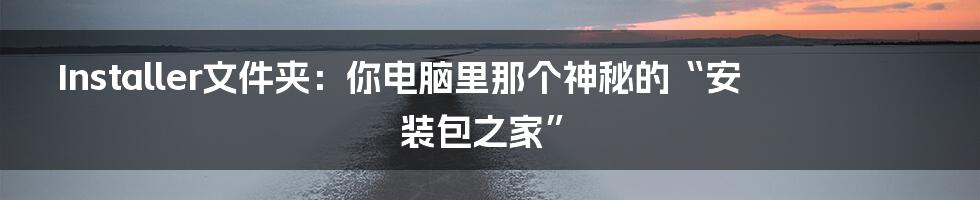 Installer文件夹:你电脑里那个神秘的“安装包之家”