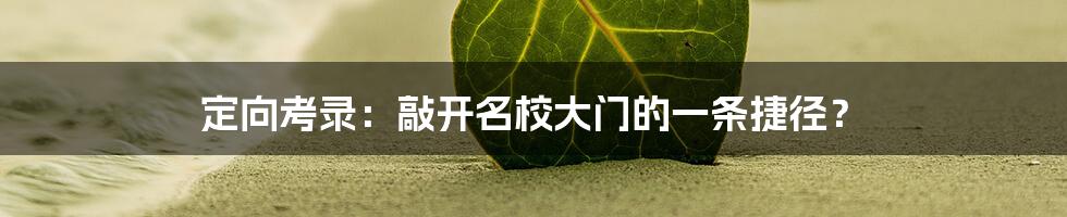 定向考录:敲开名校大门的一条捷径?