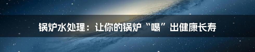 锅炉水处理:让你的锅炉“喝”出健康长寿