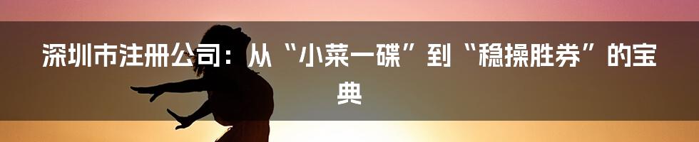 深圳市注册公司：从“小菜一碟”到“稳操胜券”的宝典