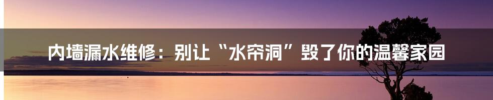 内墙漏水维修：别让“水帘洞”毁了你的温馨家园