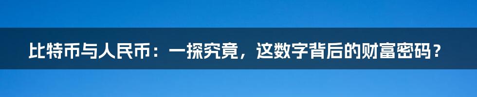 比特币与人民币:一探究竟,这数字背后的财富密码?