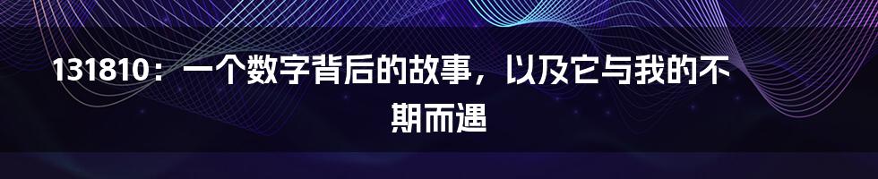 131810:一个数字背后的故事,以及它与我的不期而遇