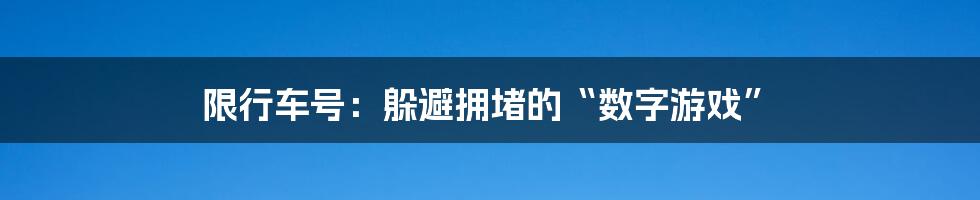 限行车号:躲避拥堵的“数字游戏”