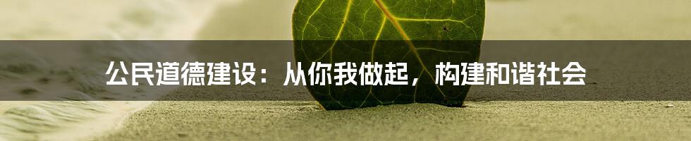 公民道德建设:从你我做起,构建和谐社会