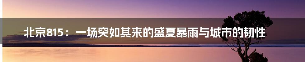 北京815:一场突如其来的盛夏暴雨与城市的韧性