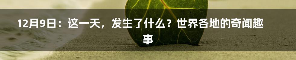 12月9日：这一天，发生了什么？世界各地的奇闻趣事