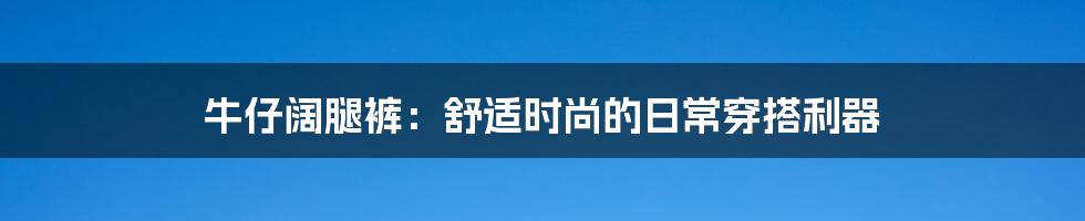 牛仔阔腿裤:舒适时尚的日常穿搭利器