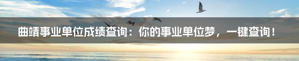 曲靖事业单位成绩查询：你的事业单位梦，一键查询！