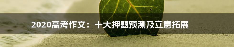 2020高考作文：十大押题预测及立意拓展