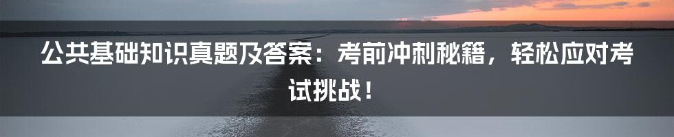 公共基础知识真题及答案:考前冲刺秘籍,轻松应对考试挑战!