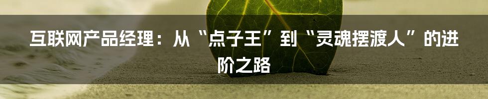互联网产品经理:从“点子王”到“灵魂摆渡人”的进阶之路