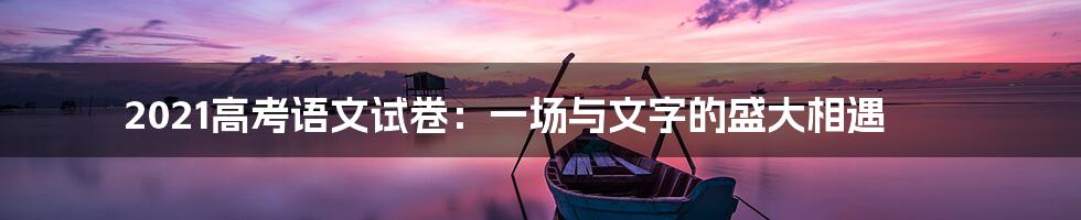 2021高考语文试卷:一场与文字的盛大相遇