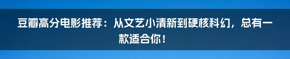 豆瓣高分电影推荐:从文艺小清新到硬核科幻,总有一款适合你!
