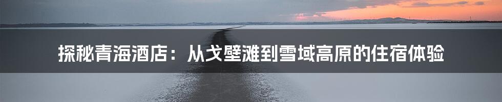 探秘青海酒店:从戈壁滩到雪域高原的住宿体验