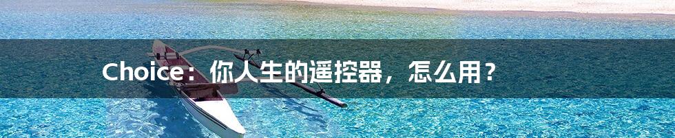 Choice：你人生的遥控器，怎么用？