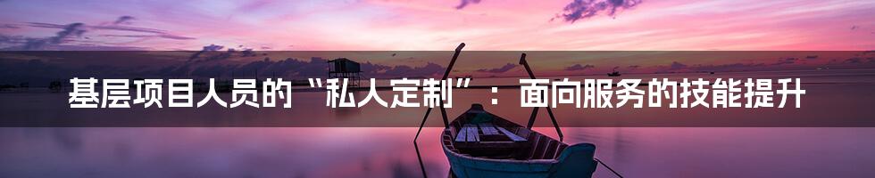 基层项目人员的“私人定制”:面向服务的技能提升