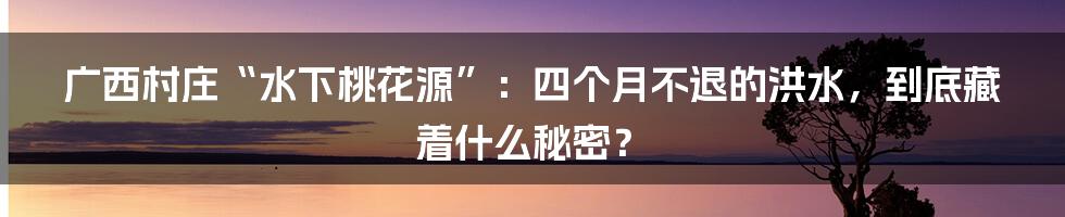 广西村庄“水下桃花源”：四个月不退的洪水，到底藏着什么秘密？