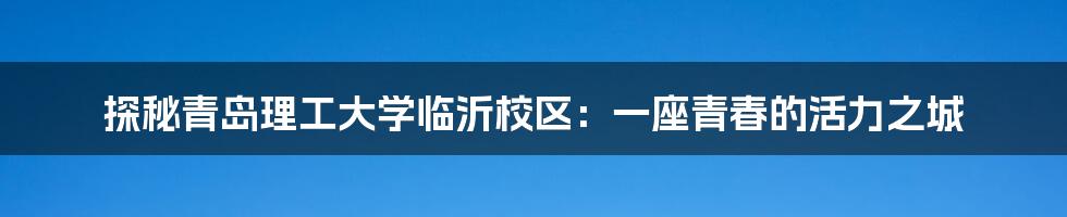 探秘青岛理工大学临沂校区:一座青春的活力之城