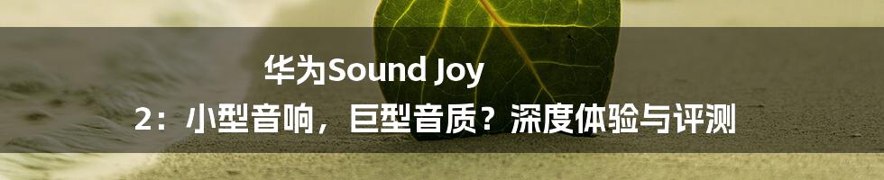 华为Sound Joy 2：小型音响，巨型音质？深度体验与评测