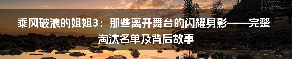 乘风破浪的姐姐3:那些离开舞台的闪耀身影——完整淘汰名单及背后故事
