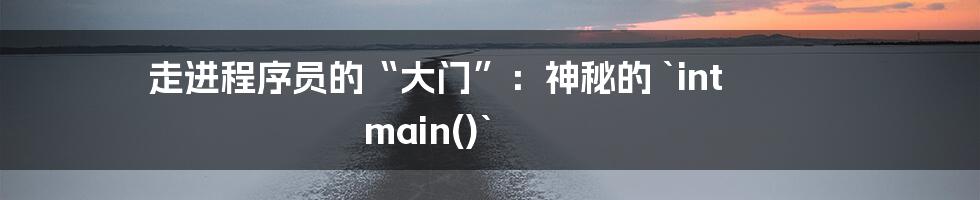 走进程序员的“大门”：神秘的 `int main()`