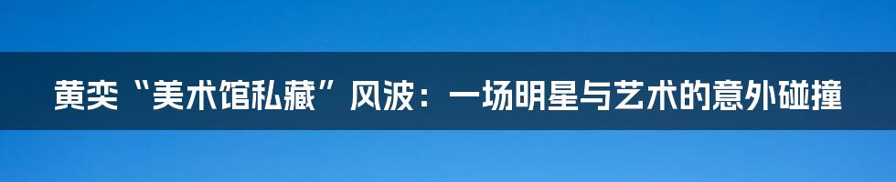 黄奕“美术馆私藏”风波:一场明星与艺术的意外碰撞