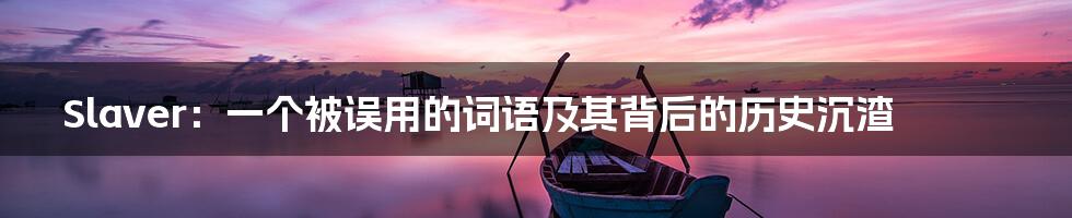 Slaver:一个被误用的词语及其背后的历史沉渣