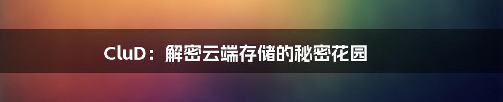 CluD：解密云端存储的秘密花园