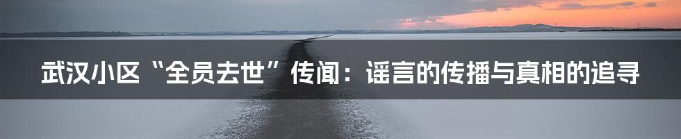 武汉小区“全员去世”传闻:谣言的传播与真相的追寻