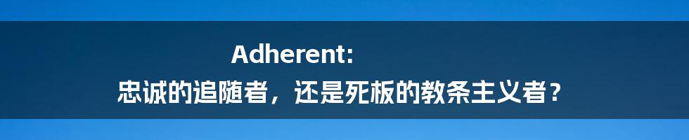 Adherent: 忠诚的追随者,还是死板的教条主义者?