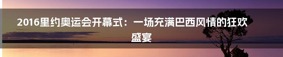 2016里约奥运会开幕式:一场充满巴西风情的狂欢盛宴