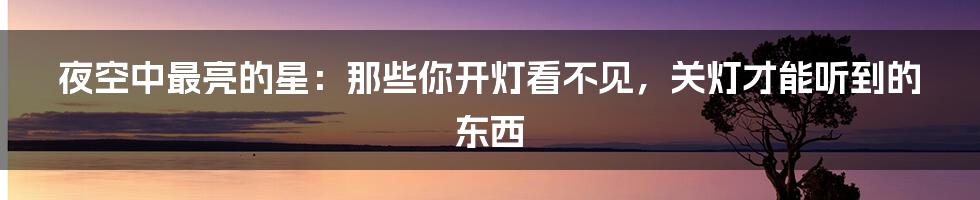 夜空中最亮的星:那些你开灯看不见,关灯才能听到的东西