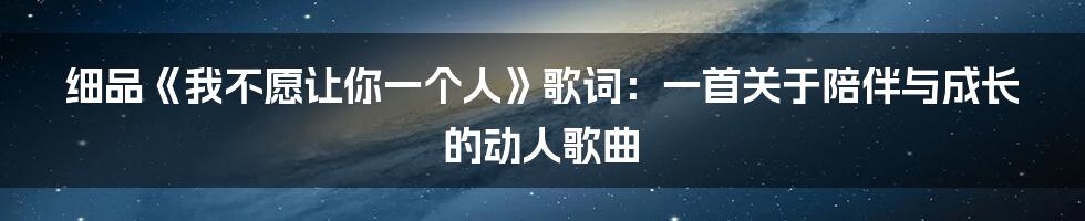 细品《我不愿让你一个人》歌词:一首关于陪伴与成长的动人歌曲