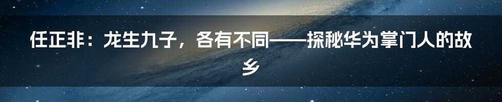 任正非：龙生九子，各有不同——探秘华为掌门人的故乡