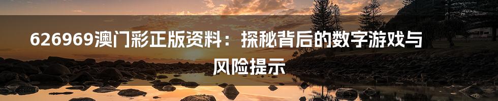 626969澳门彩正版资料：探秘背后的数字游戏与风险提示