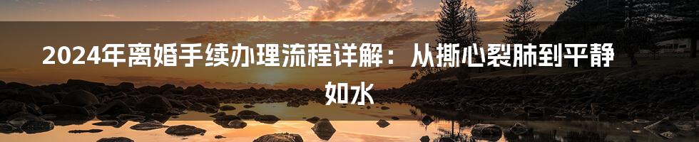 2024年离婚手续办理流程详解：从撕心裂肺到平静如水