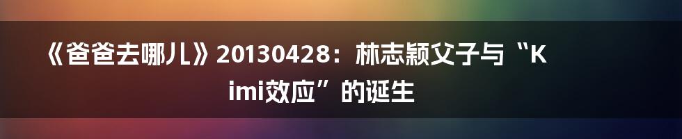 《爸爸去哪儿》20130428：林志颖父子与“Kimi效应”的诞生