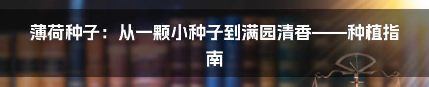 薄荷种子:从一颗小种子到满园清香——种植指南