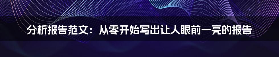 分析报告范文:从零开始写出让人眼前一亮的报告