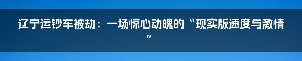 辽宁运钞车被劫:一场惊心动魄的“现实版速度与激情”