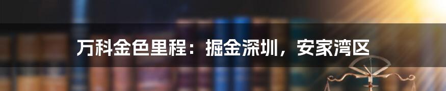 万科金色里程:掘金深圳,安家湾区